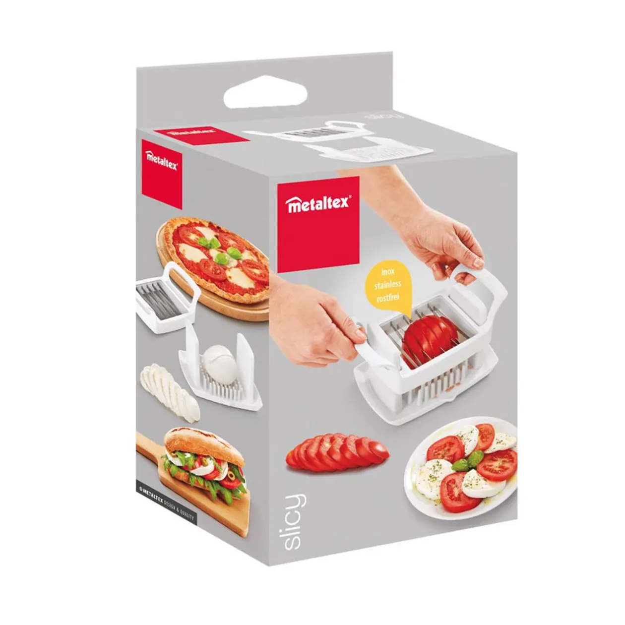 Tranche légume fruit fromage Metaltex 6 lames avec réservoir