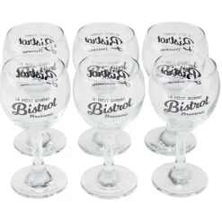 Verre à pied en verre transparent design Bistrot x6