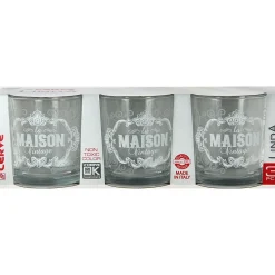 Verre bas la maison vintage x 3