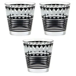 Verre bas motif graphique noir gris x 3