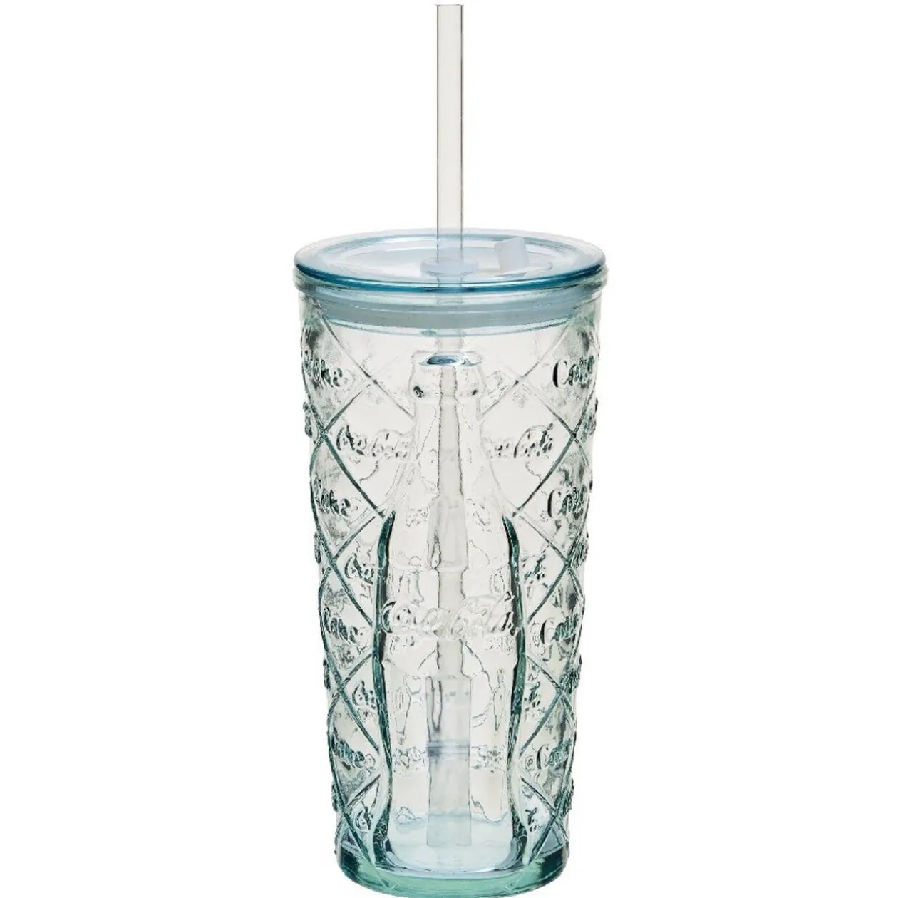 Verre Coca-Cola verre transparent avec couvercle et paille
