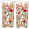 Verre haut transparent motif grenade rouge 25cl x2