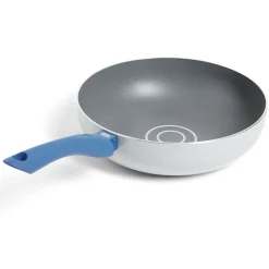 Wok tous feux Ø28cm aluminium gris et bleu